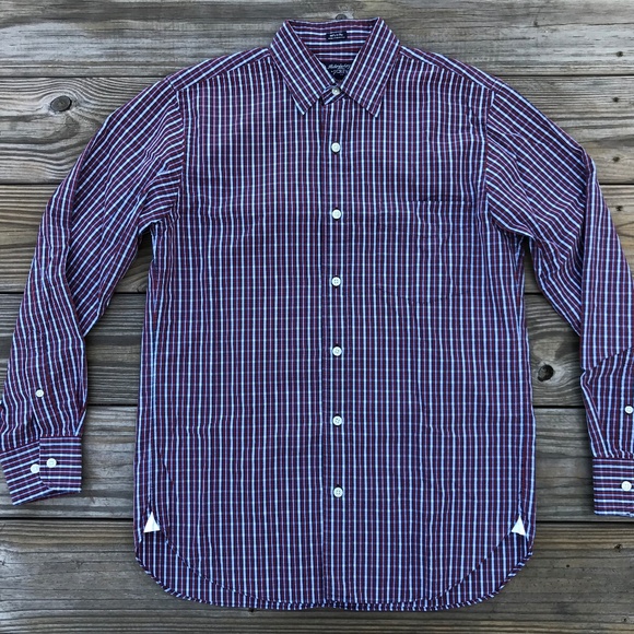 J. Crew Haberdashery Men Red Plaid ButtonDown 2Ply - Picture 3 of 8